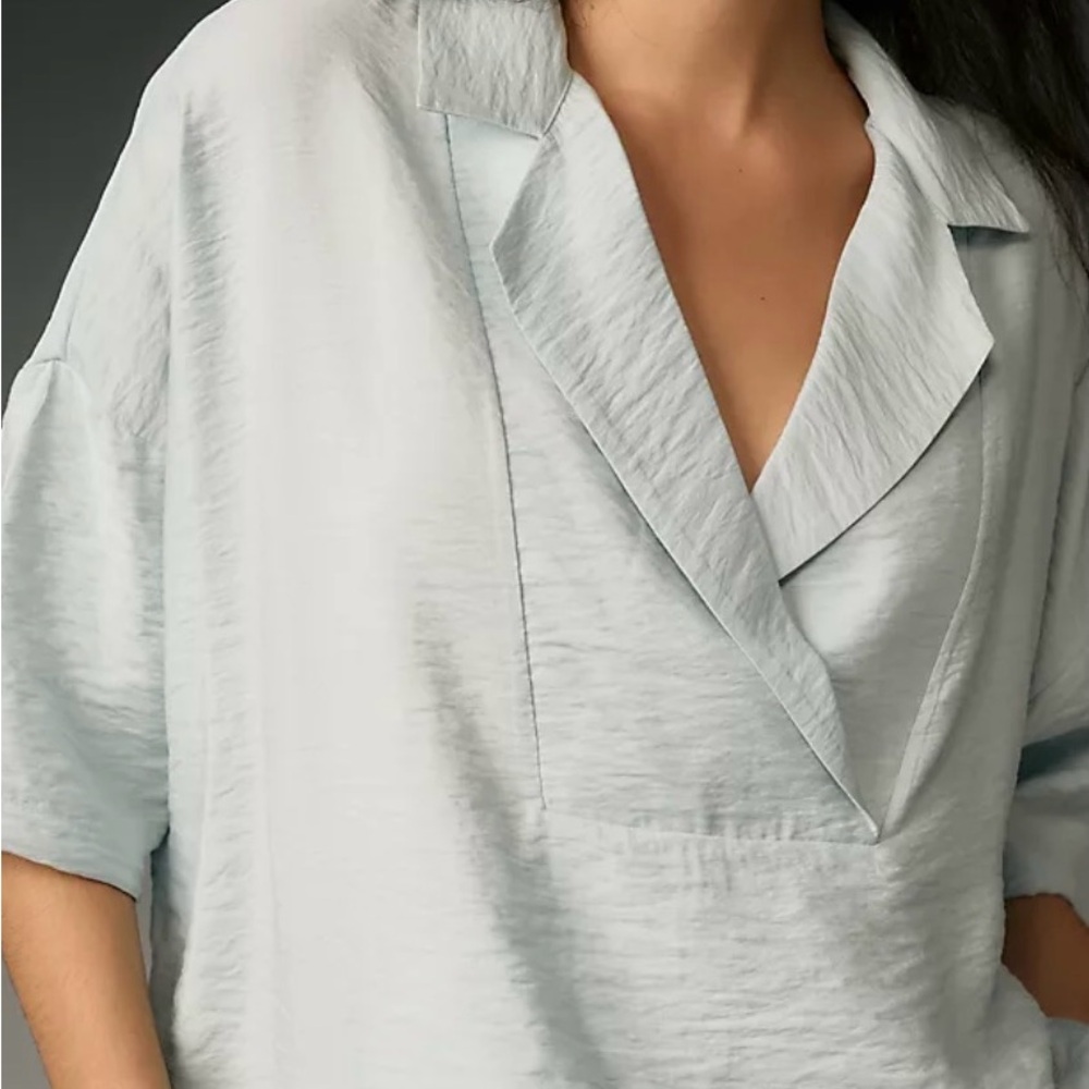 Anthropologie Light Blue Textured Blouse